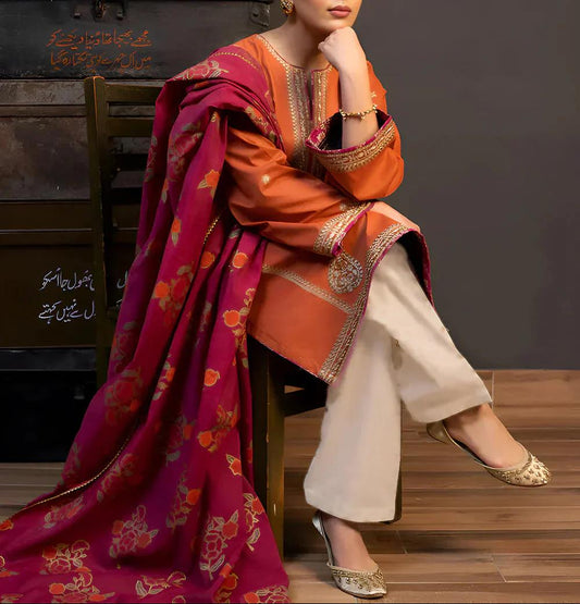 DHANAK 3PC EMBROIDERED 013