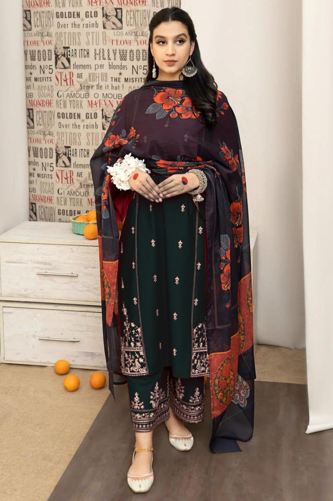 DHANAK 3PC EMBROIDERED 004