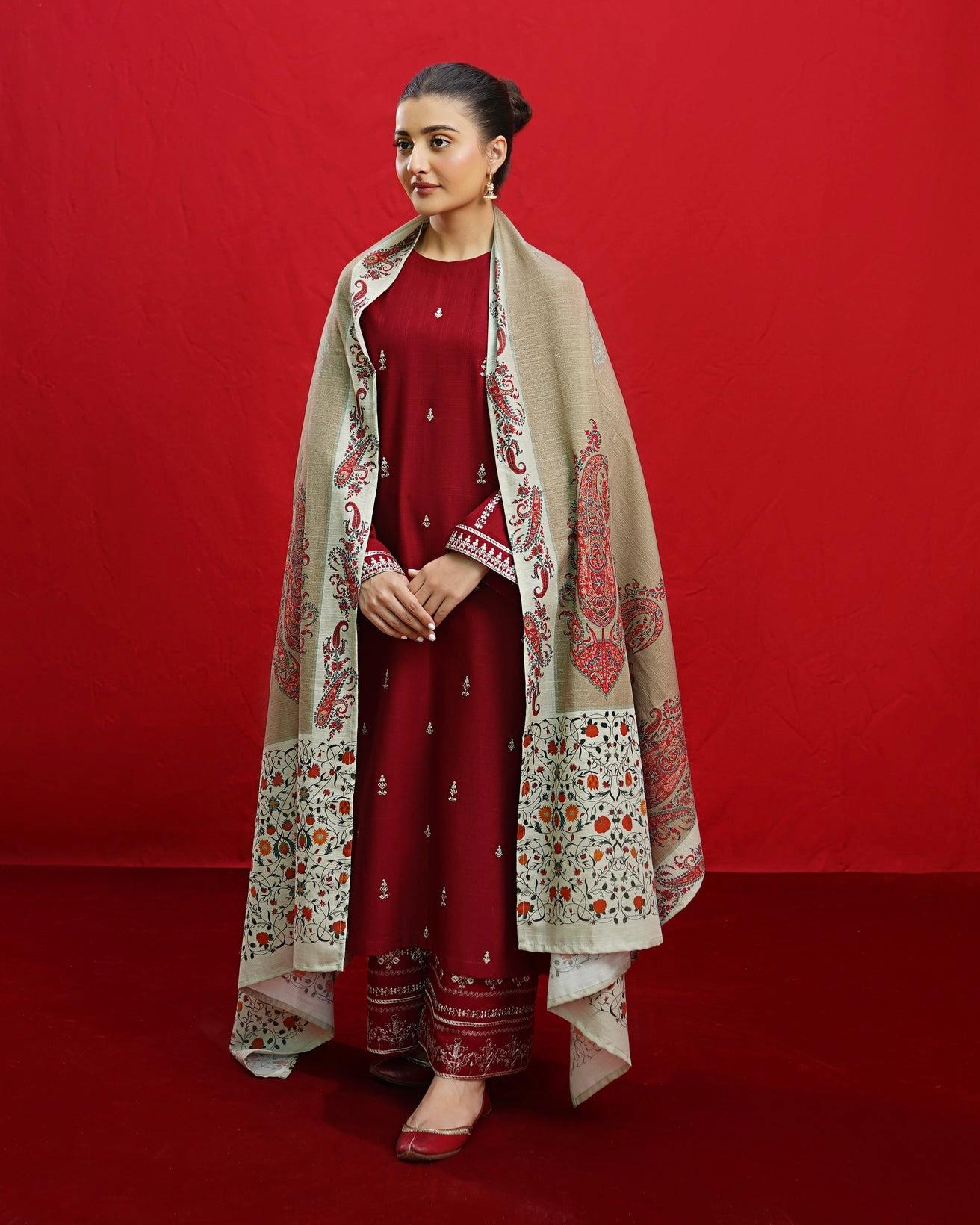DHANAK 3PC EMBROIDERED 012