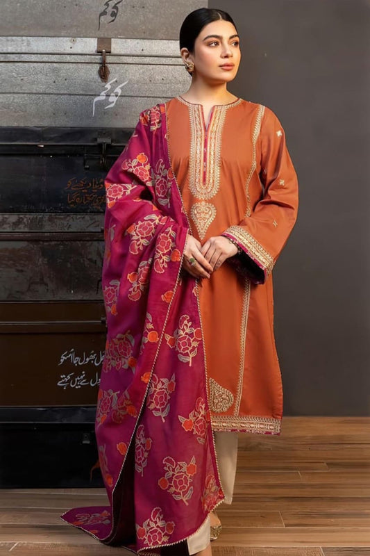 DHANAK 3PC EMBROIDERED 013