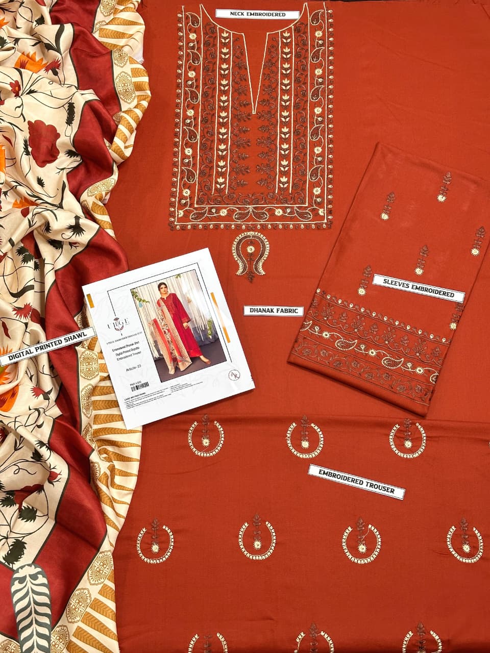 DHANAK 3PC EMBROIDERED 006