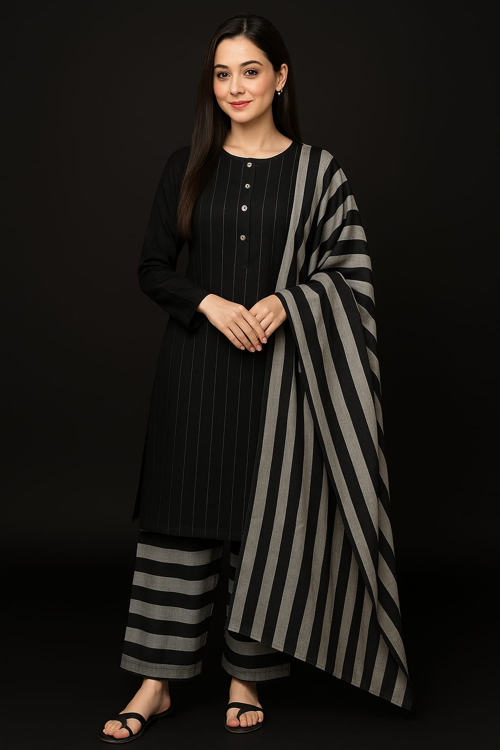 3PC MULTANI SUSI KHADDI BLACK