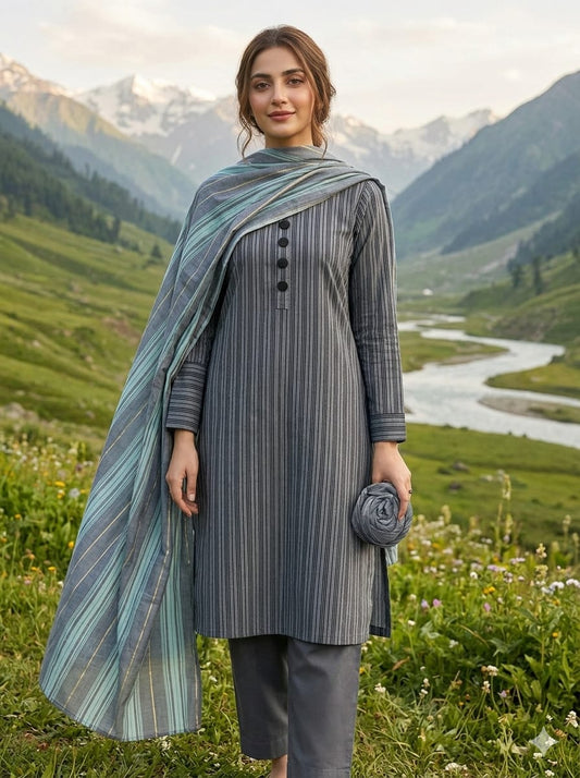 LAWN 3PC MULTANI KHADDI [SKY BLUE]