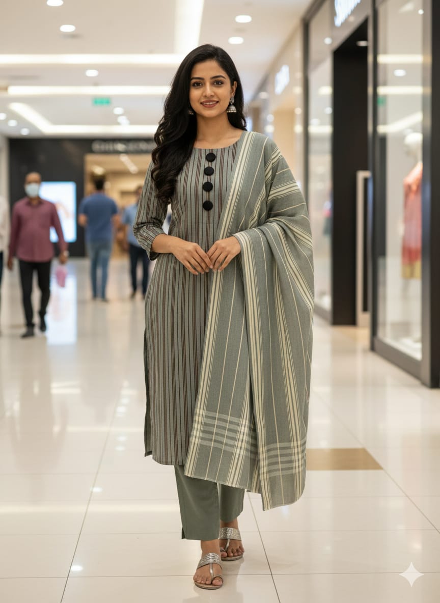 LAWN 3PC MULTANI KHADDI [GREY]