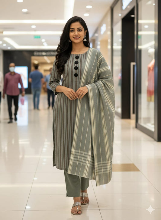 LAWN 3PC MULTANI KHADDI [GREY]