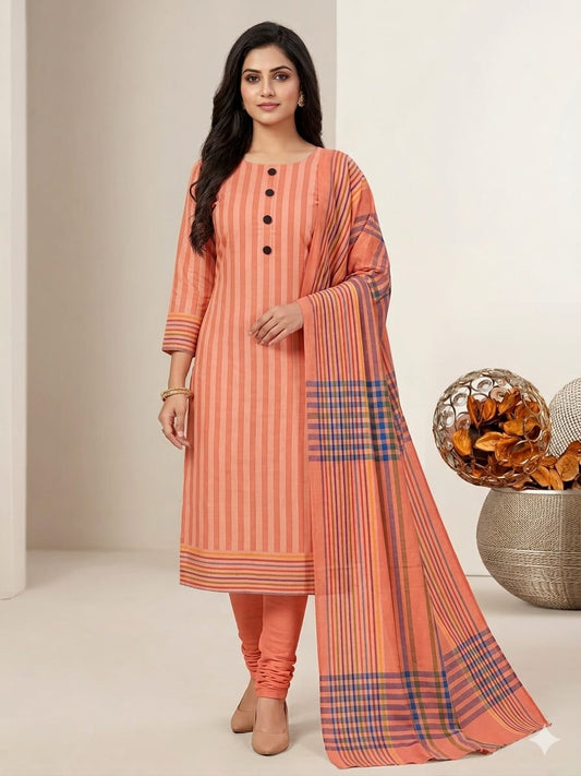 LAWN 3PC MULTANI KHADDI [LIGHT ORANGE]