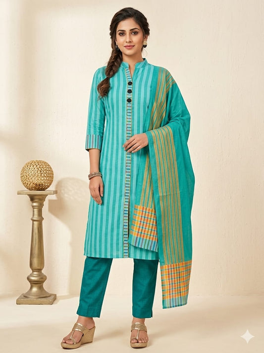 LAWN 3PC MULTANI KHADDI [AQUA LINNING]