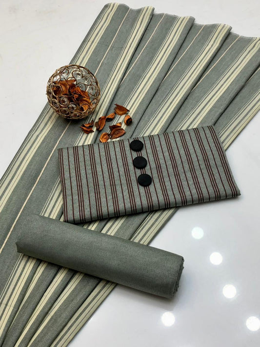 LAWN 3PC MULTANI KHADDI [GREY]