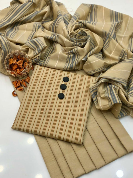 LAWN 3PC MULTANI KHADDI [CREAM]