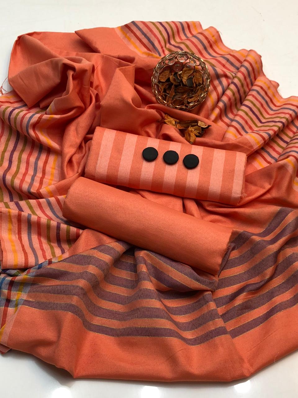 LAWN 3PC MULTANI KHADDI [LIGHT ORANGE]