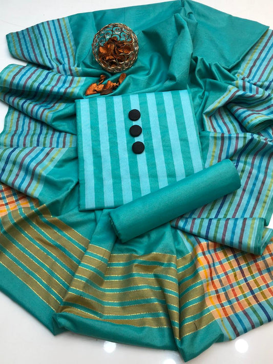 LAWN 3PC MULTANI KHADDI [AQUA LINNING]