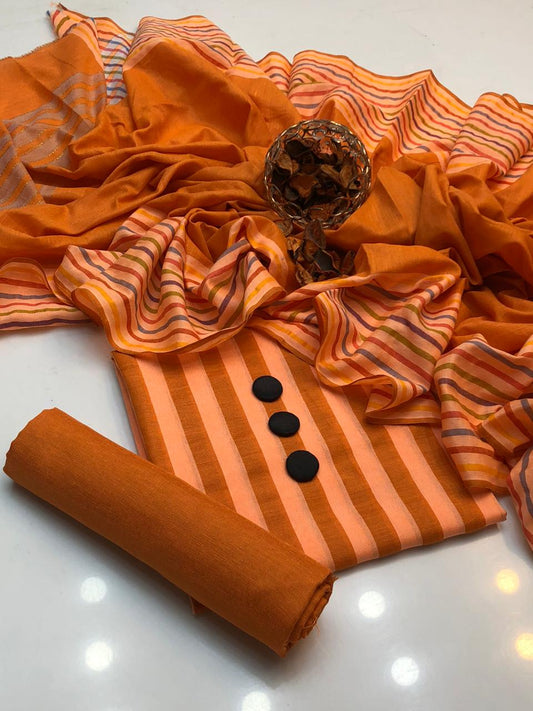 LAWN 3PC MULTANI KHADDI [ORANGE]